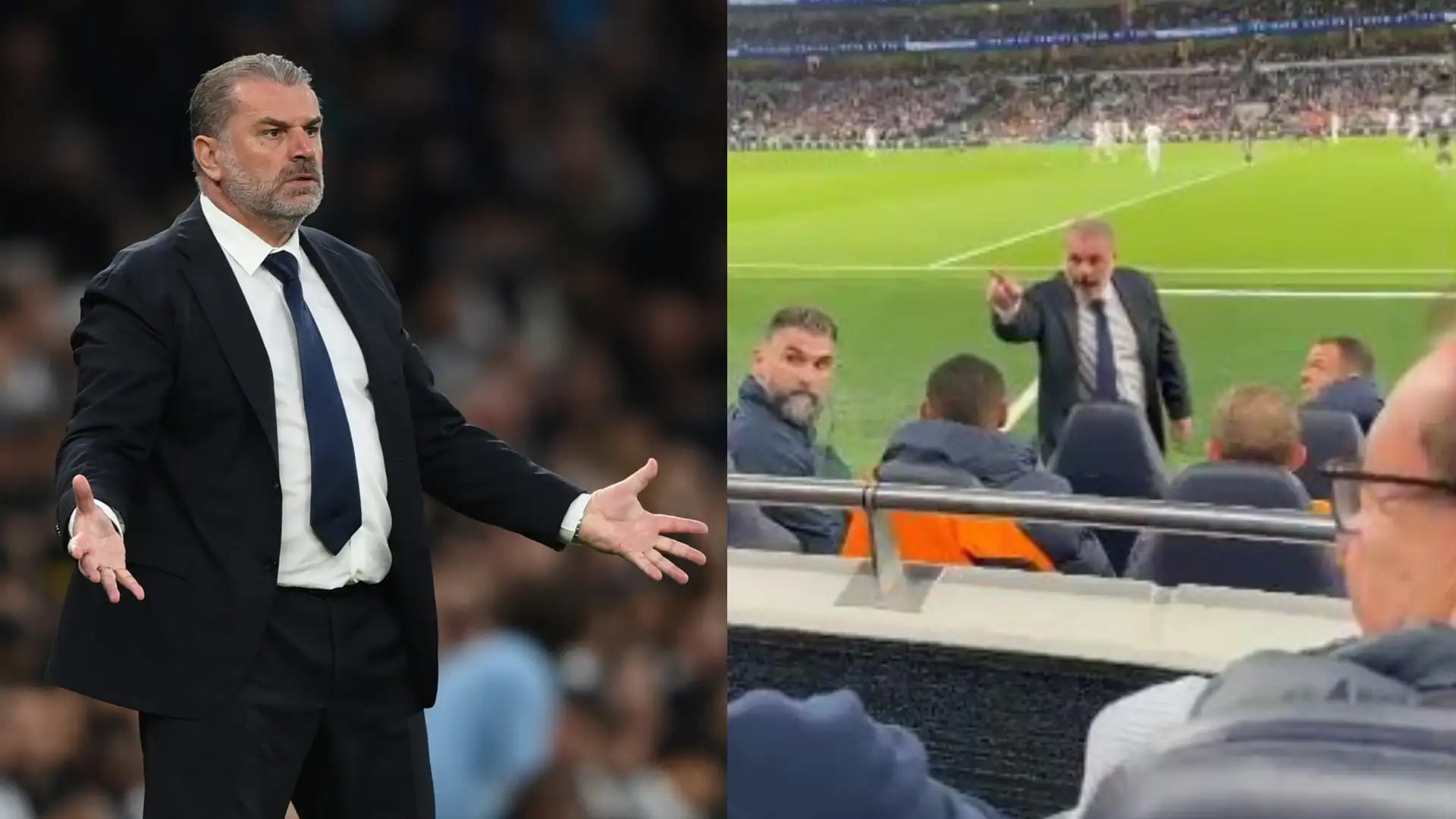VIDEO: Angry Ange Postecoglou argues with Tottenham fan and admits 'foundations are really fragile' after defeat to Man City