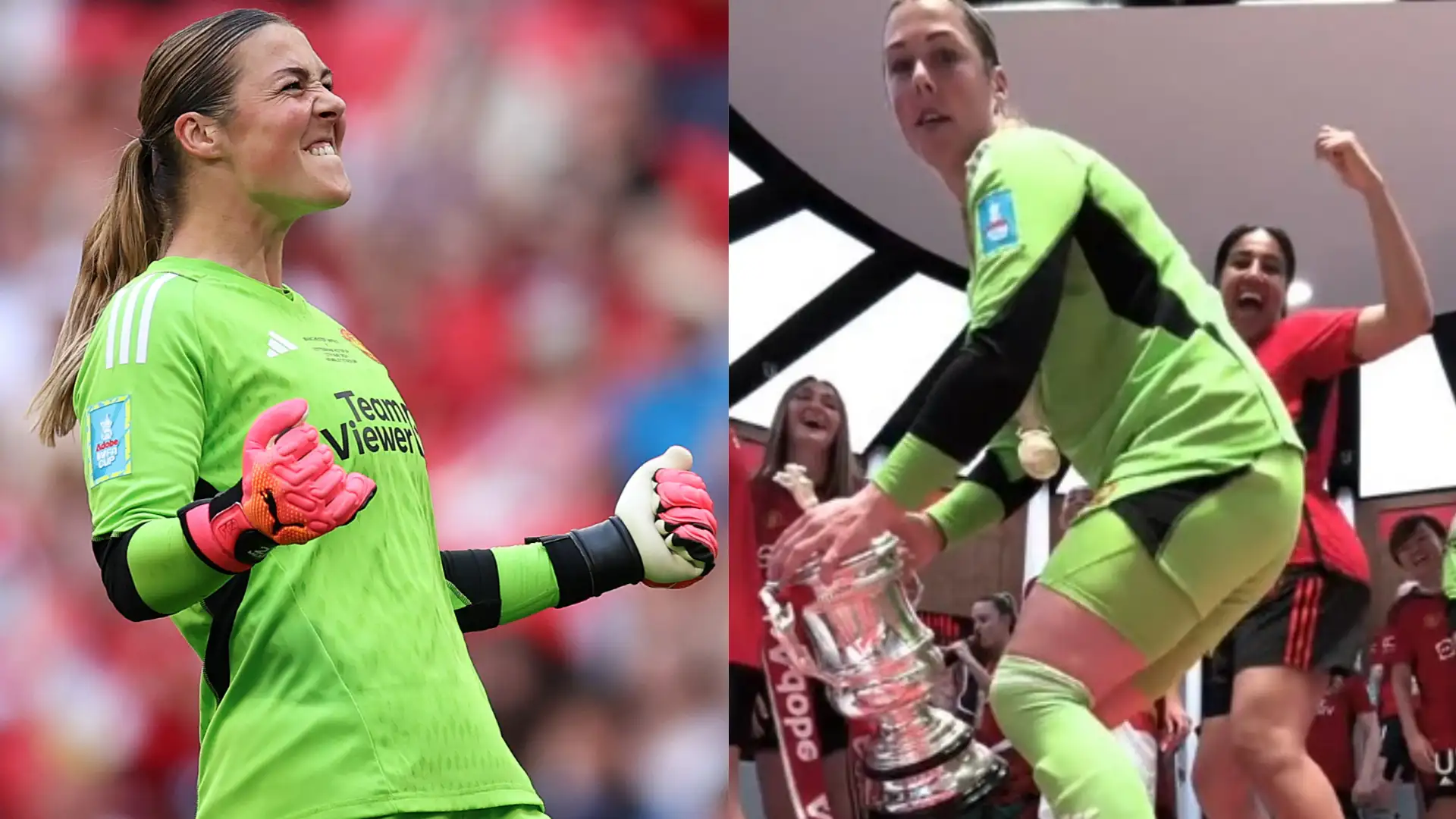 VIDEO: Man Utd & Lionesses superstar Mary Earps TWERKS with FA Cup trophy in 'chaotic' celebration clip after triumph over Tottenham