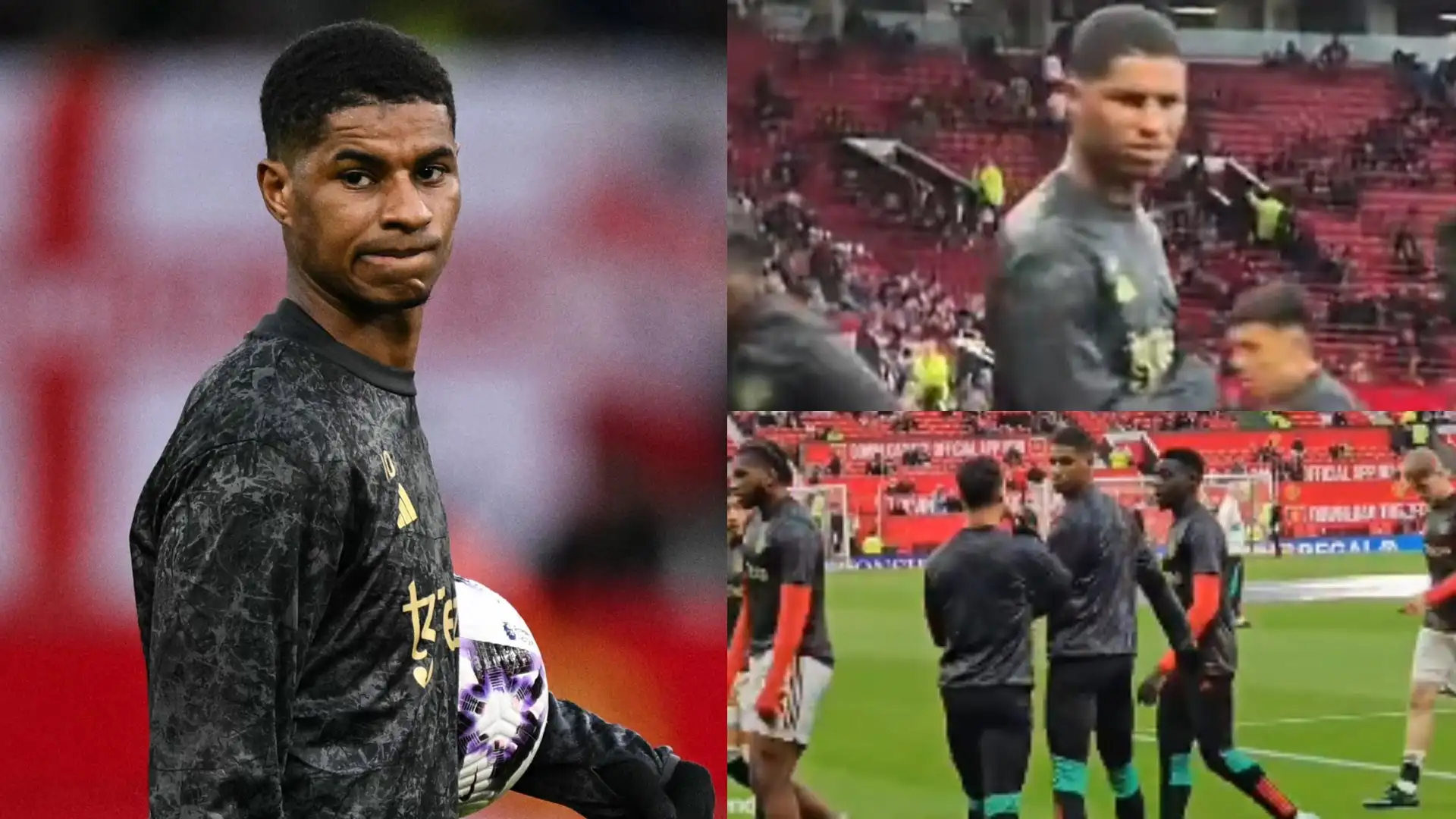 VIDEO: Marcus Rashford is fuming! Struggling Man Utd forward restrained after angrily confronting fan at Old Trafford ahead of Newcastle clash