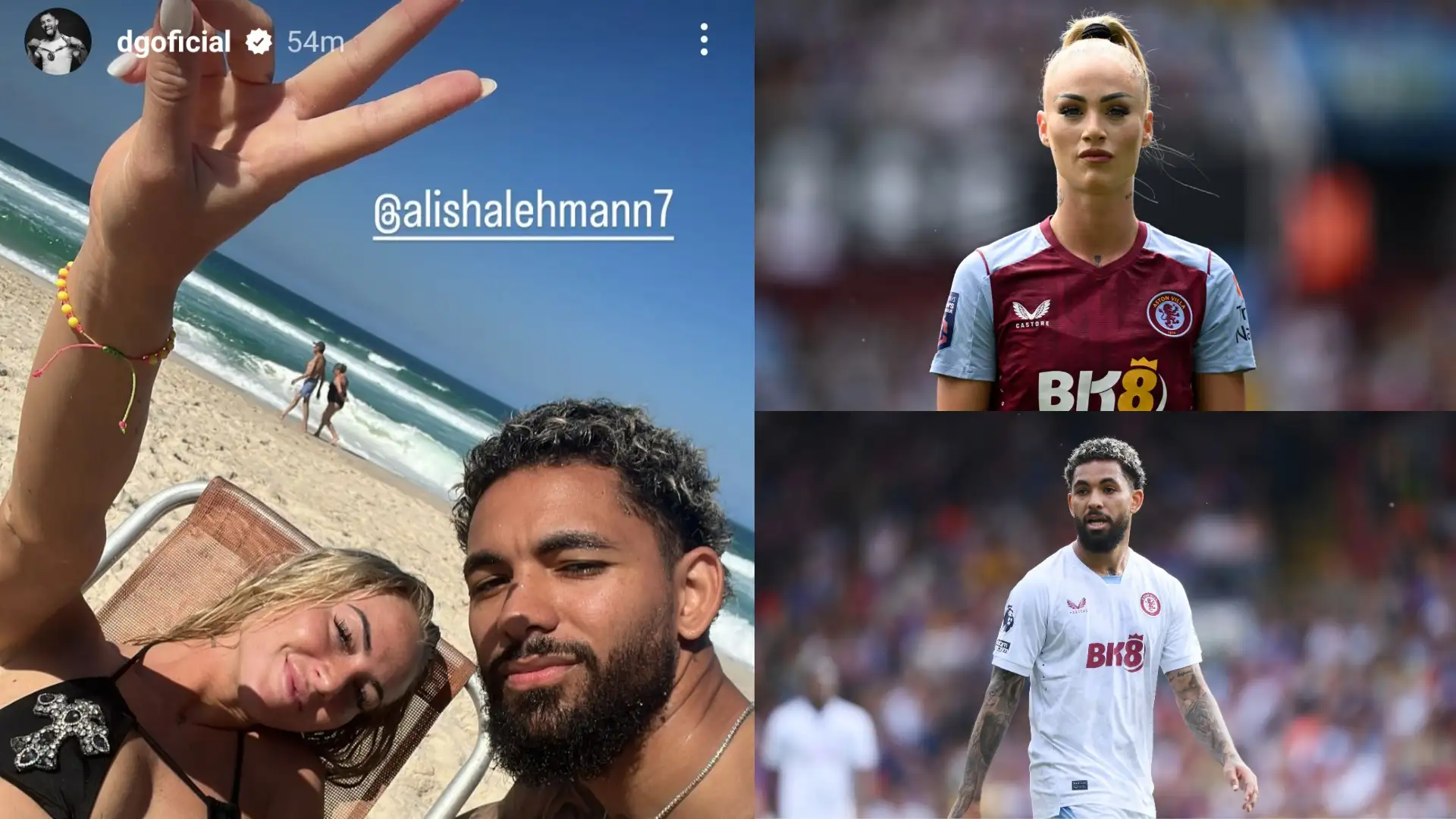 'Recharge' - Alisha Lehmann enjoys holiday beach day with boyfriend and fellow Aston Villa star Douglas Luiz after end of WSL season