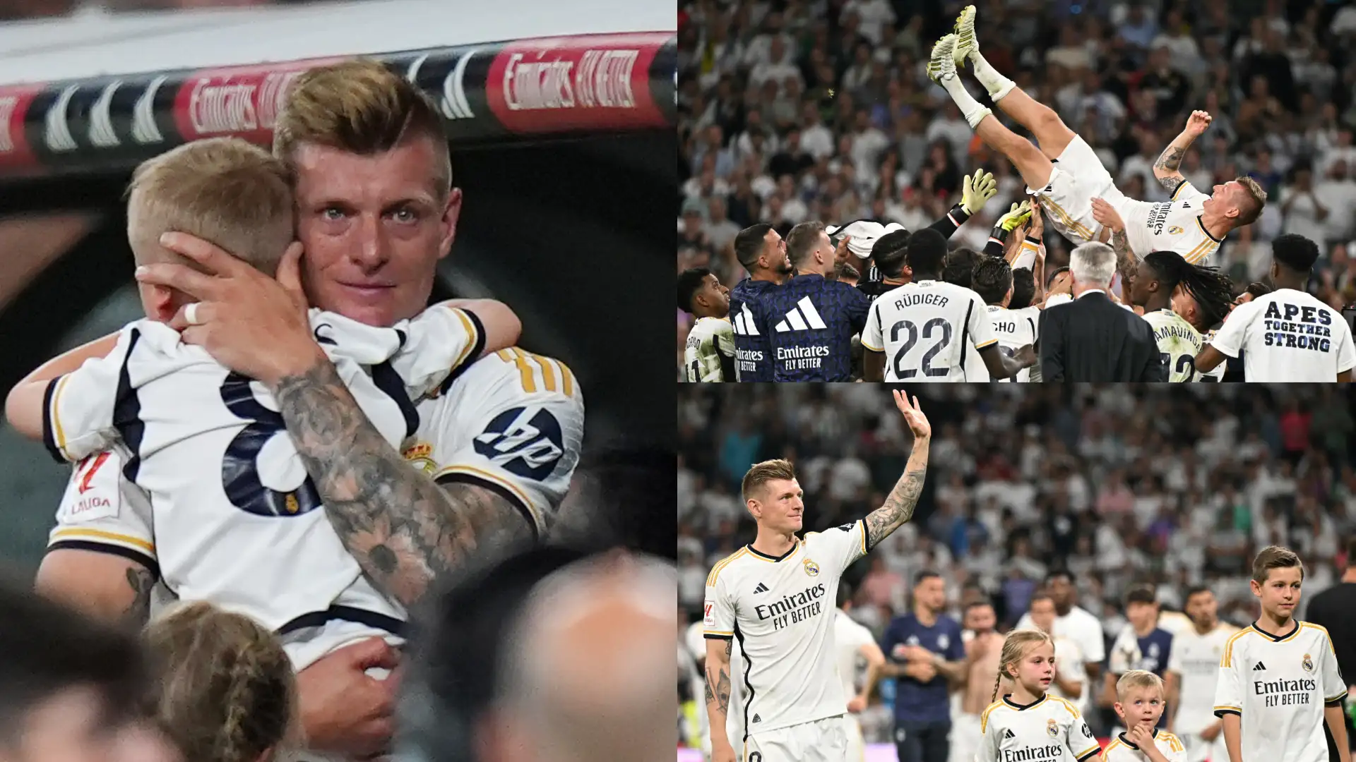 ‘That killed me’ – Toni Kroos and his children break down in tears as Real Madrid legend waves goodbye to Santiago Bernabeu