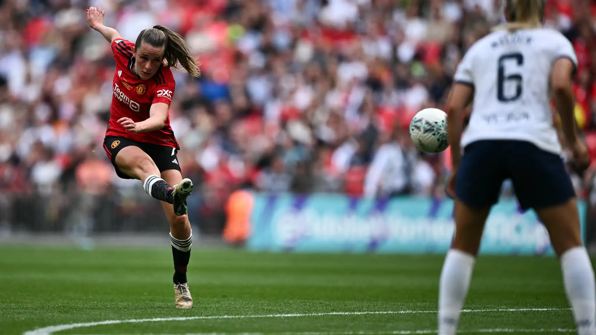 VIDEO: Top bins! England star Ella Toone scores FA Cup final screamer for Man Utd against Tottenham at Wembley