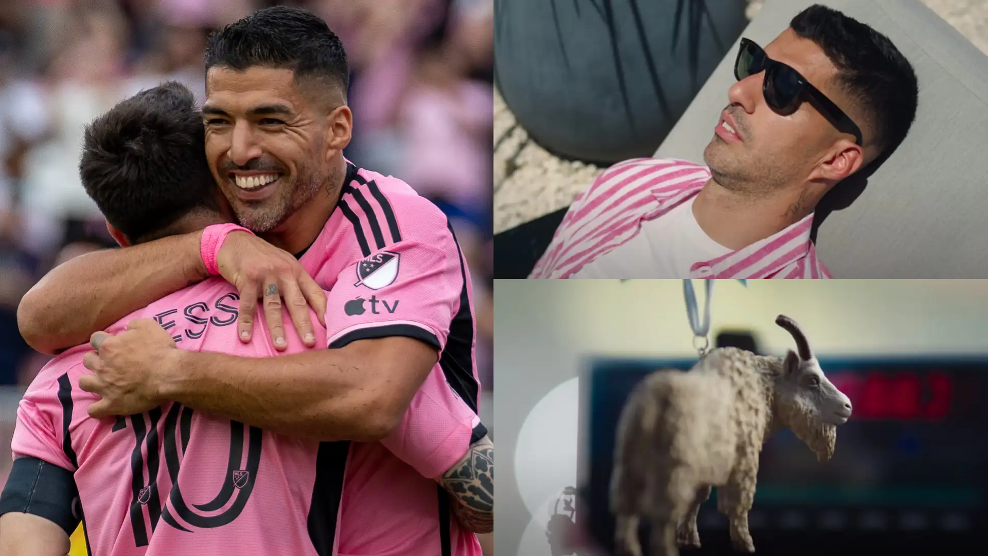 VIDEO: Luis Suarez tests comedy acting skills in Lionel Messi-themed advert – with Inter Miami co-owner David Beckham reacting to ‘GOAT’ sketch